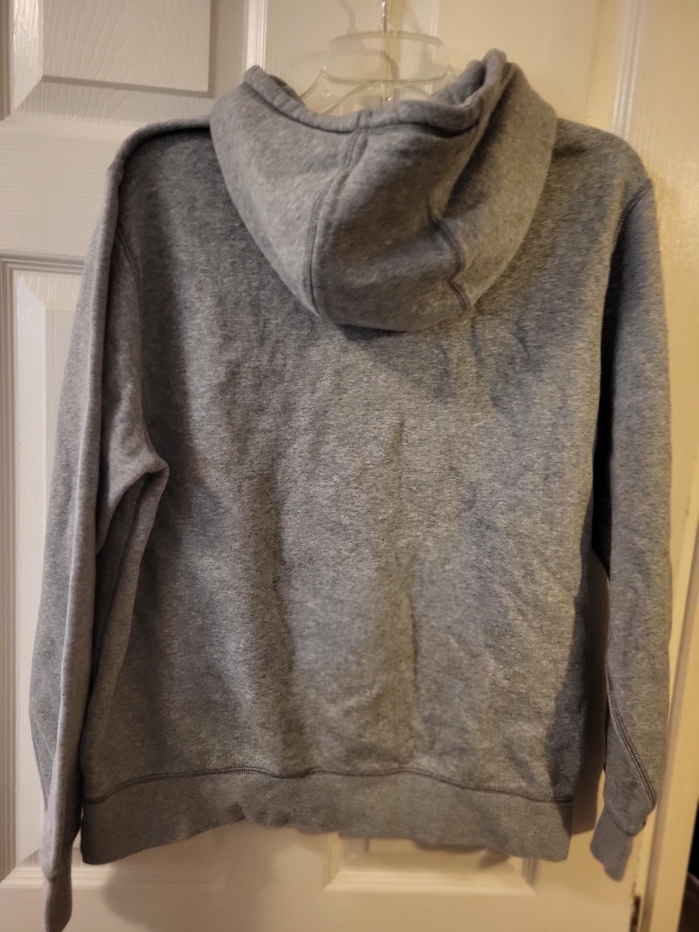 Mens Used Nike Gray Hoodie with Orange Swoosh and Navy Logo - Picture 2 of 5